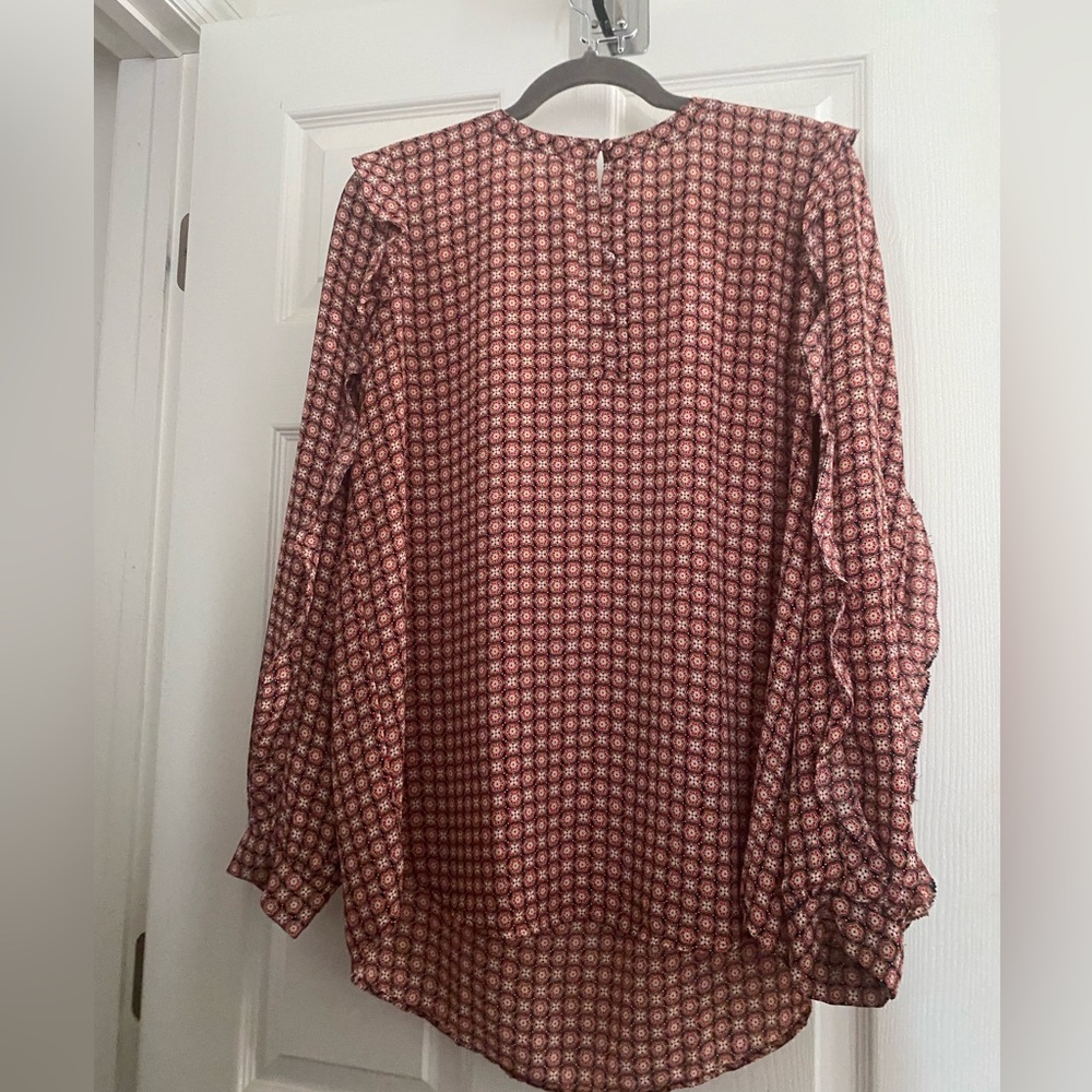 NWOT LOFT Red Patterned Blouse Medium